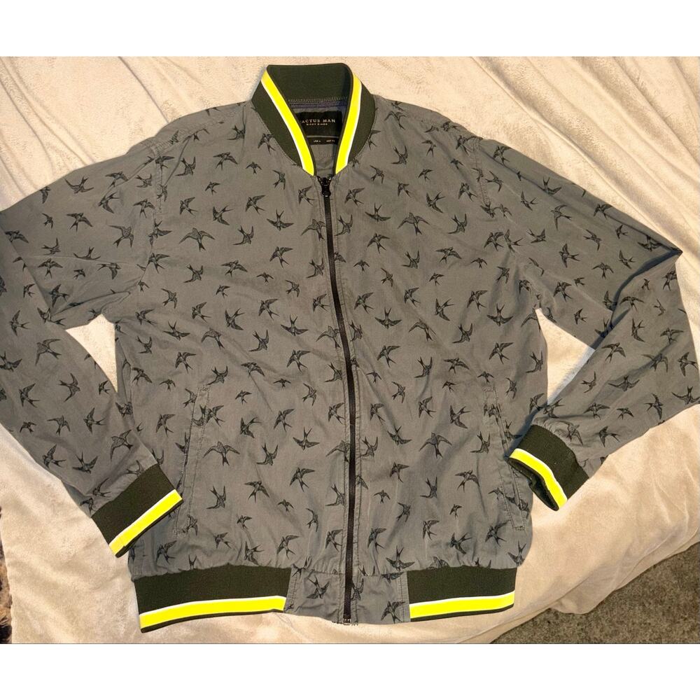 Green Cactus Man bird all over design size L jacket